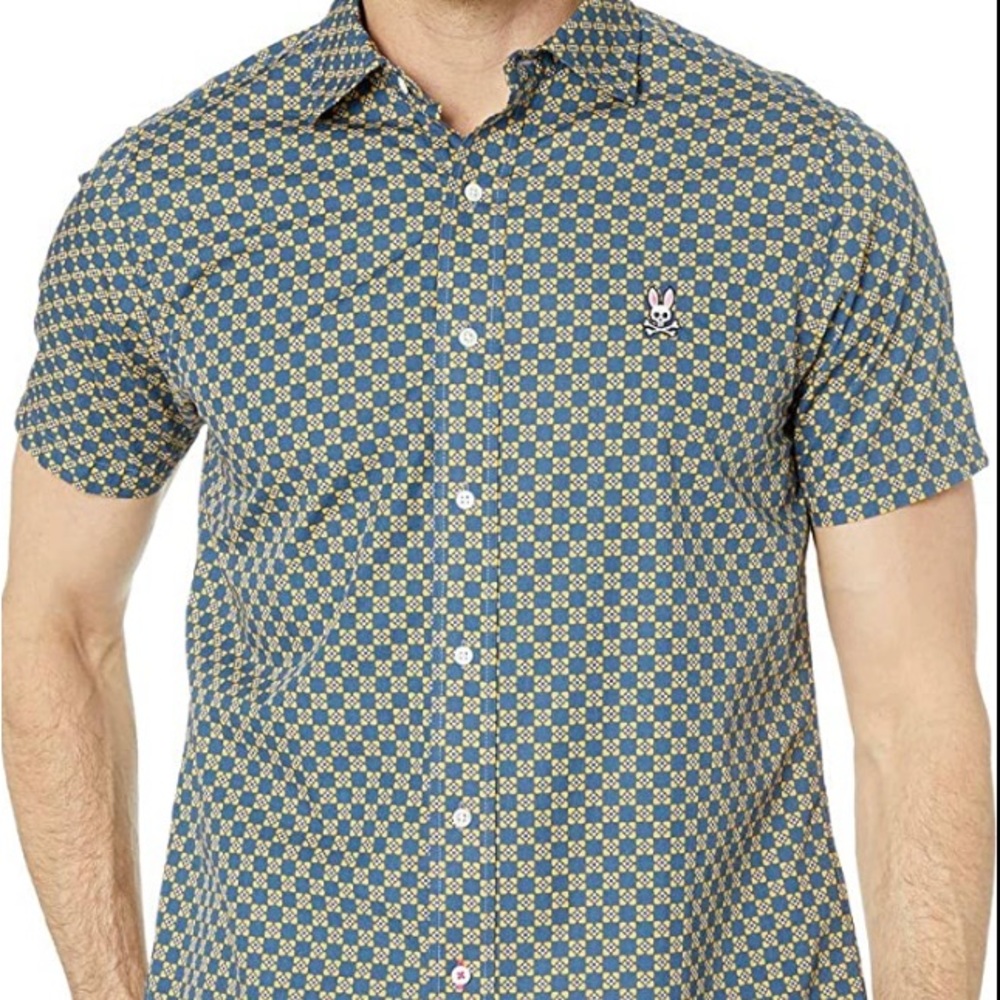 Psycho Bunny Short Sleeve Button Up Shirt Size Medium
